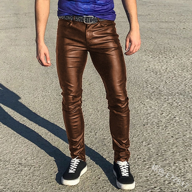 Funki Findz | Pants | Men's Punk Casual Faux Leather Pants