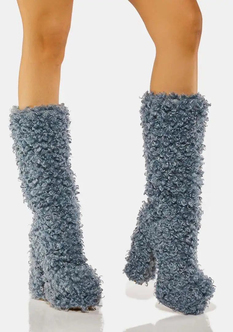 Funki Findz | Boots | Women's Knee-High Fuzzy Platform Boots