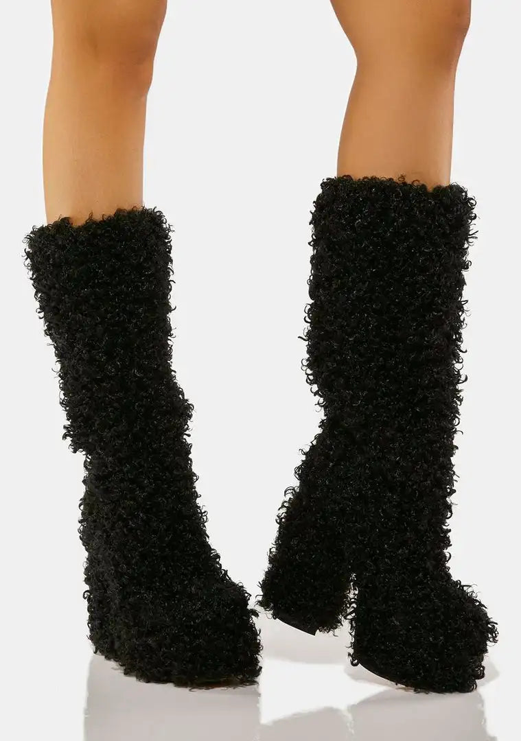 Funki Findz | Boots | Women's Knee-High Fuzzy Platform Boots