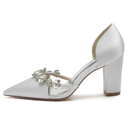 Funki Findz | Shoes | Women's Satin Crystal Block Bridal Shoes