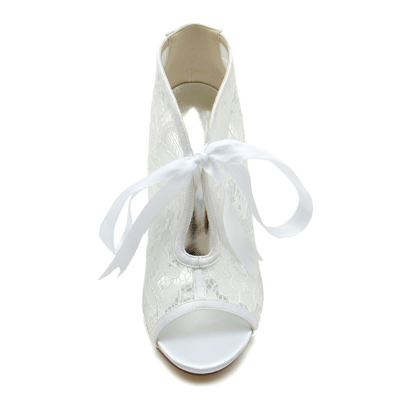 Funki Findz | Shoes | Women's Floral Lace Satin Tie Bridal Shoes