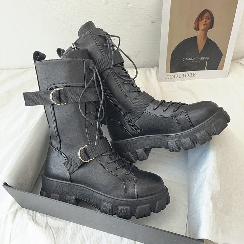 Funki Findz | Boots | Women's Lace-Up Combat Boots Biker Boot