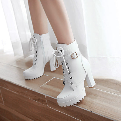 Funki Findz | Boots | Women's Block Heel Buckle Strap Ankle Boots