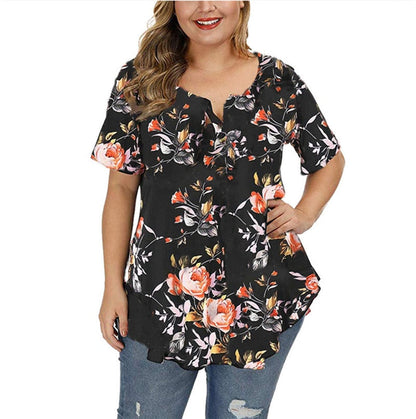 Funki Findz | Shirts | Women's Plus Floral Print Loose Fit Shirts