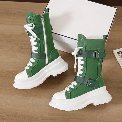 Funki Findz | Boots | Women's Canvas Chunky Platform Boots