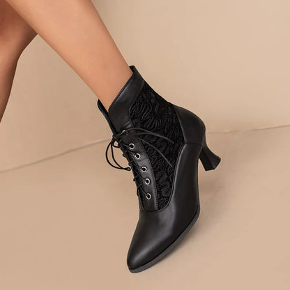Funki Findz | Boots | Women's Kitten Heel Victorian Granny Boot
