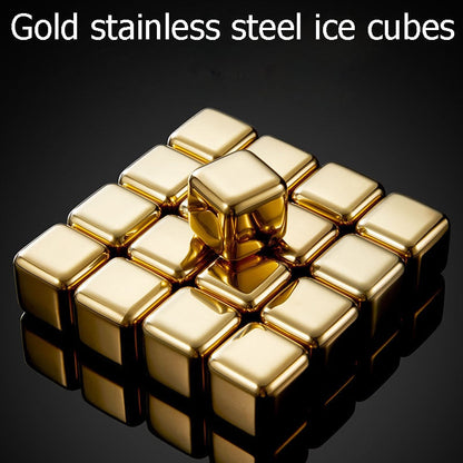 Funki Findz | Whisky Stones | Gold Stainless Steel Ice Cube Sets