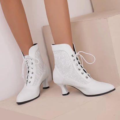 Funki Findz | Boots | Women's Kitten Heel Victorian Granny Boot