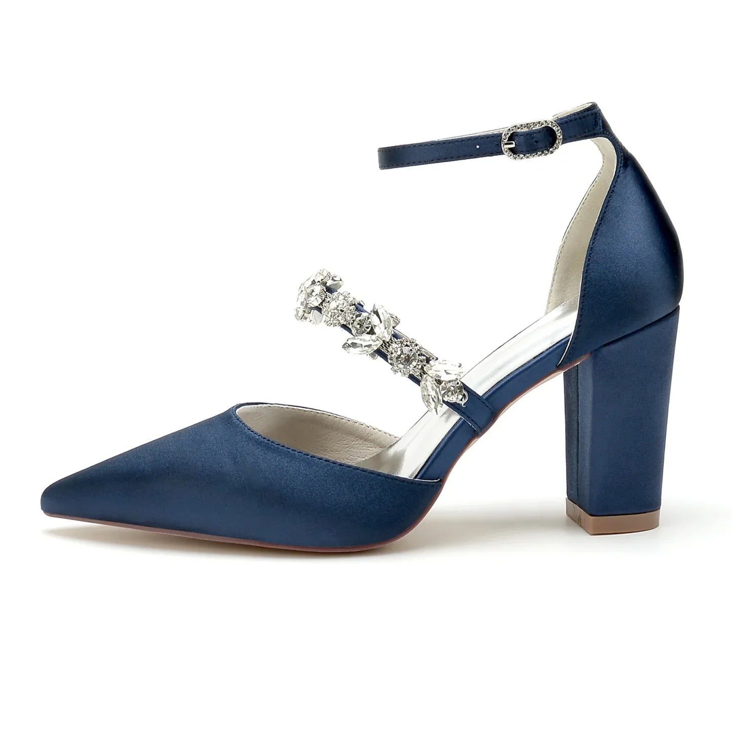 Funki Findz | Shoes | Women's Satin Crystal Block Heeled Shoes