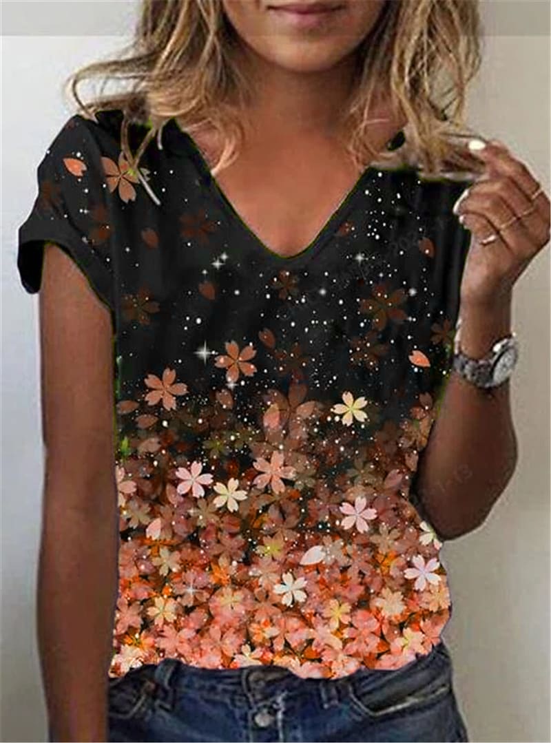 Funki Findz | Shirts | Women's Floral Print V-Neck Tunic Top | 6XL