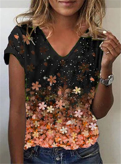 Funki Findz | Shirts | Women's Floral Print V-Neck Tunic Top | 6XL