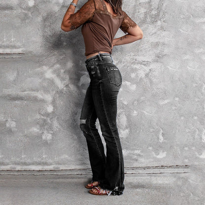 Funki Findz | Pants | Women's Straight Leg Boot Cut Ripped Jean