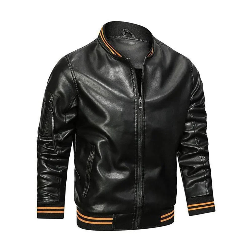 Funki Findz | Jackets | Men's Casual PU Leather Racer Jacket