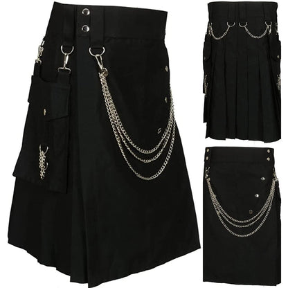Funki Findz | Skirts | Men's Gothic Kendo Pocket Chain Link Kilts