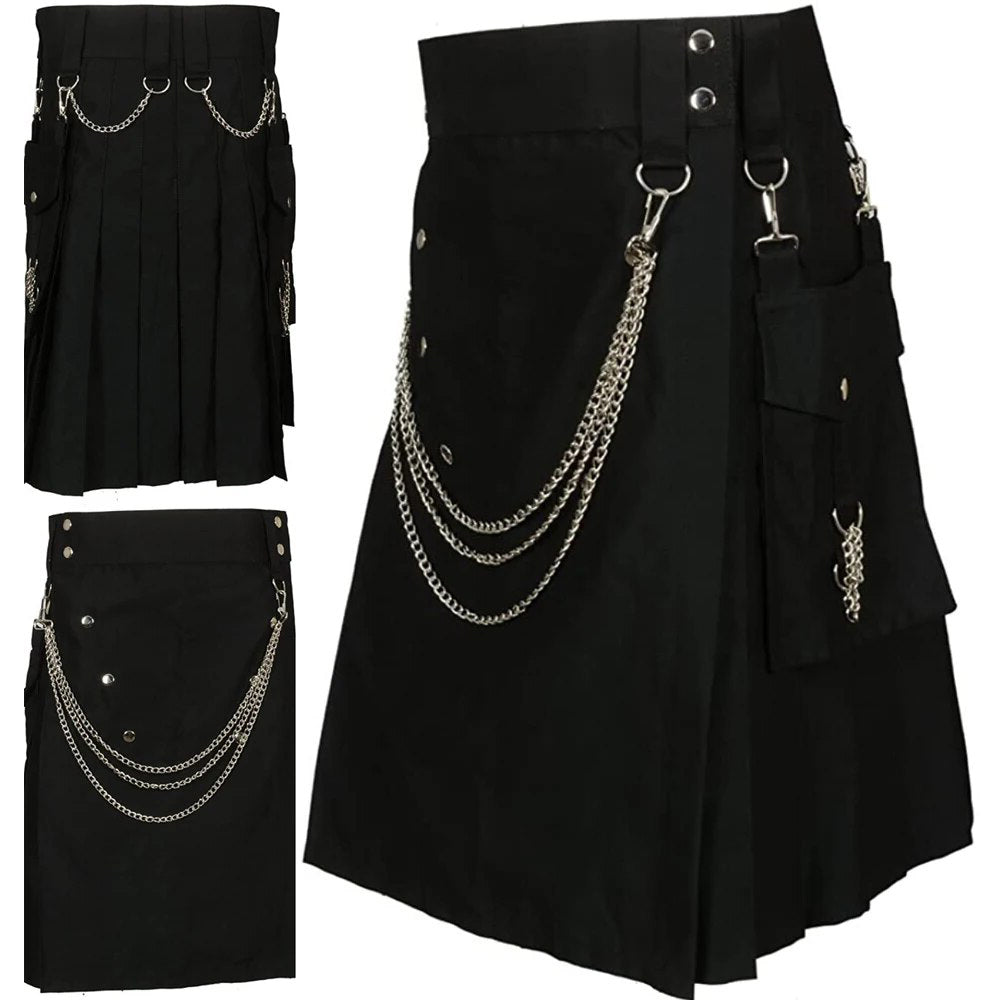 Funki Findz | Skirts | Men's Gothic Kendo Pocket Chain Link Kilts