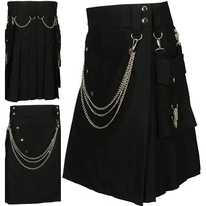 Funki Findz | Skirts | Men's Gothic Kendo Pocket Chain Link Kilts