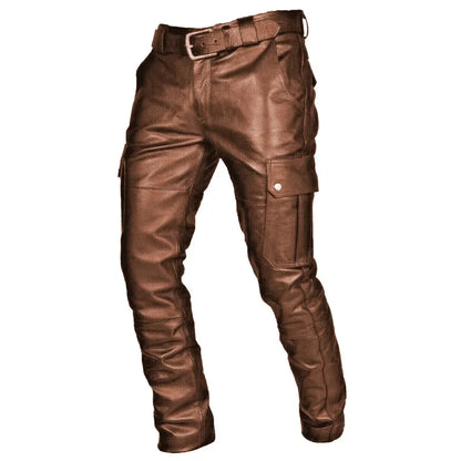 Funki Findz | Pants | Men's PU Leather Motorcycle Cargo Pants