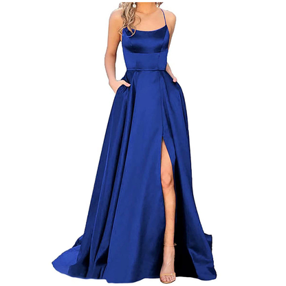 Funki Findz | Dresses | Women's Elegant Long Satin Prom Dress