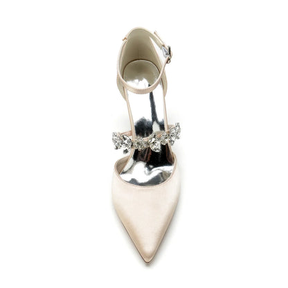 Funki Findz | Shoes | Women's Satin Crystal Block Heeled Shoes