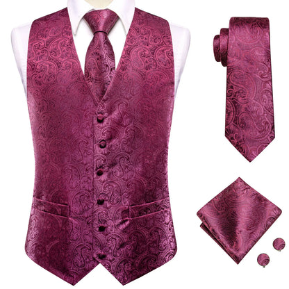 Funki Findz | Vests | Men's Formal 4 Pcs Silk Slim Waistcoat Sets