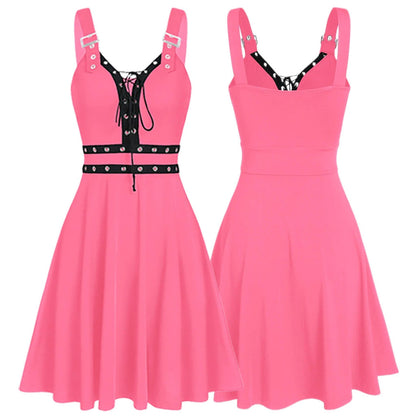 Funki Findz | Dresses | Women's Gothic Lace Up Mini Dress