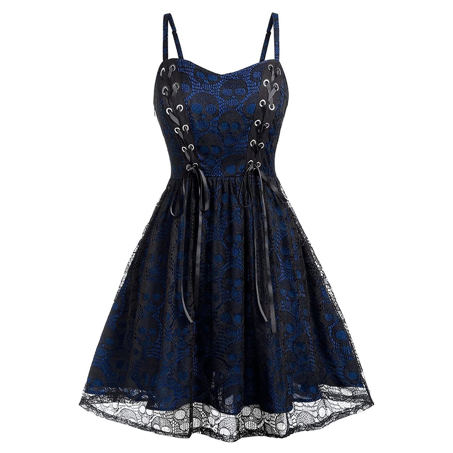 Funki Findz | Dresses | Women's Gothic Skull Lace Mini Dress