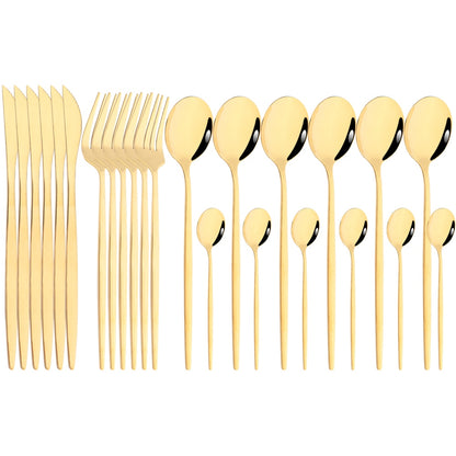 Funki Findz | Cutlery Sets | Gold Stainless Steel Mirror Polish 24 Set