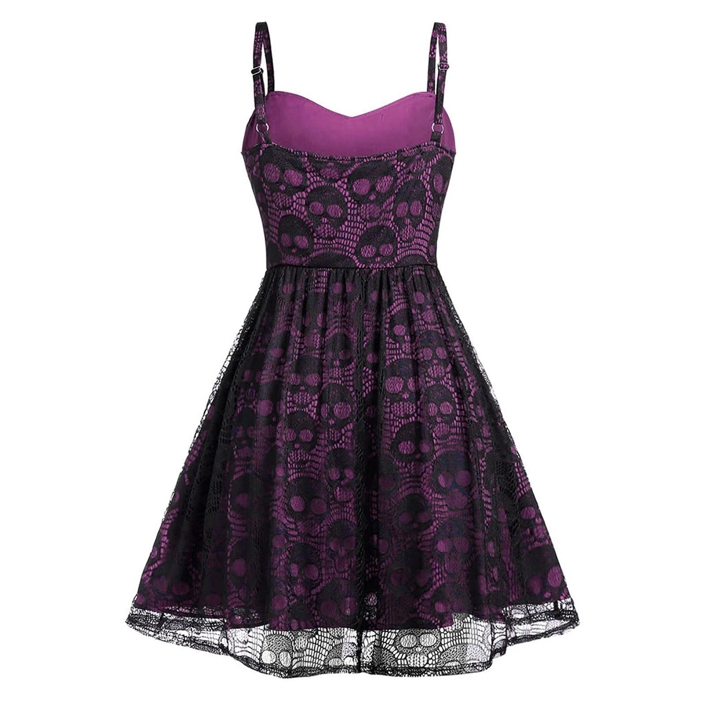 Funki Findz | Dresses | Women's Gothic Skull Lace Mini Dress