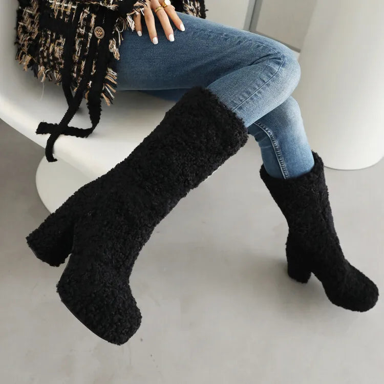 Funki Findz | Boots | Women's Fuzzy Faux Wool Platform Boots