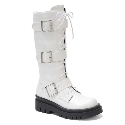 Funki Findz | Boots | Women's Punk Buckle Strap Wedge Boots