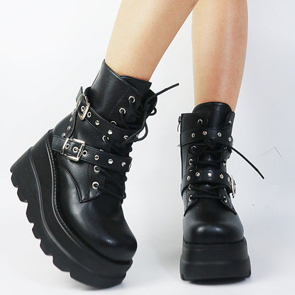 Funki Findz | Boots | Women's Punk High Platform Wedge Boots