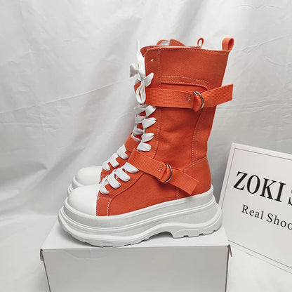 Funki Findz | Boots | Women's Canvas Chunky Platform Boots