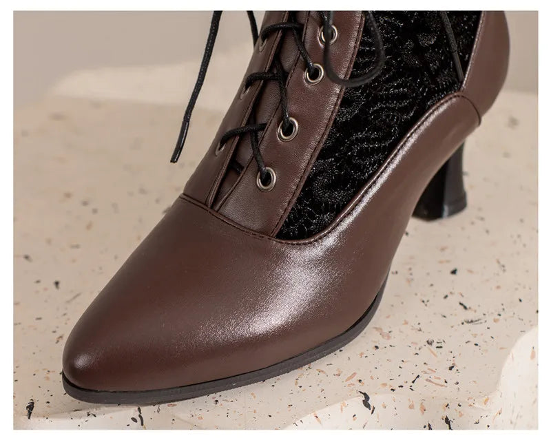 Funki Findz | Boots | Women's Kitten Heel Victorian Granny Boot