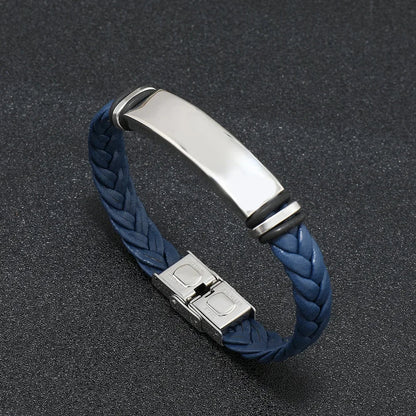 Funki Findz | Bracelets | Unisex Titanium Woven Leather Bracelet