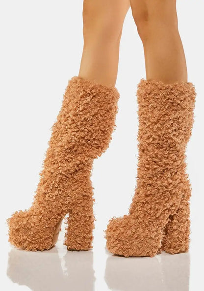Funki Findz | Boots | Women's Knee-High Fuzzy Platform Boots