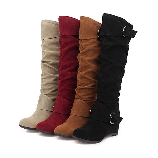 Funki Findz | Boots | Women's Mid-Calf Suede Wedge Boot