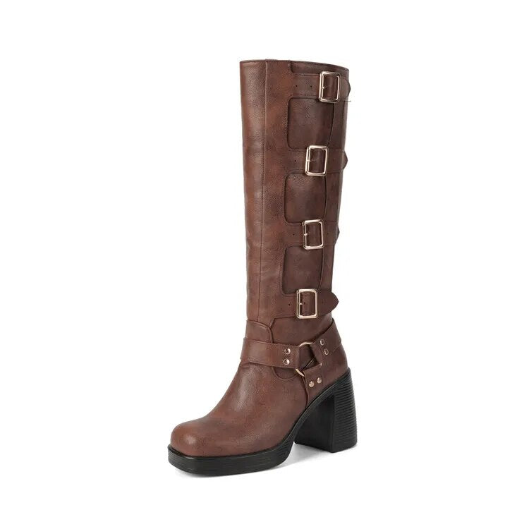 Funki Findz | Boots | Women's Gothic Punk Multi-Buckle Boots