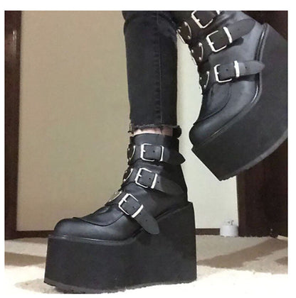 Funki Buys | Boots | Women's Buckle Ankle Boots | Women Punk Platform Boots
