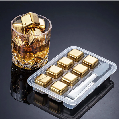 Funki Findz | Whisky Stones | Gold Stainless Steel Ice Cube Sets