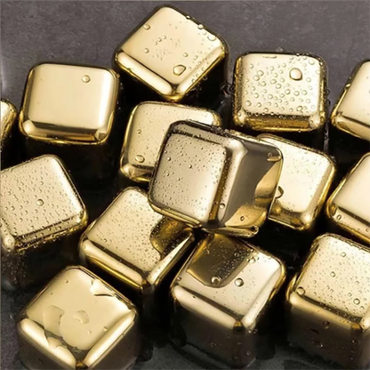 Funki Findz | Whisky Stones | Gold Stainless Steel Ice Cube Sets