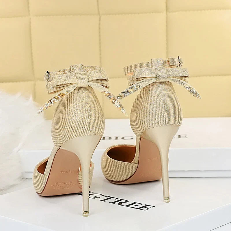 Funki Findz | Shoes | Women's Glitter Bow Knot Strappy Heels