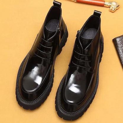 Funki Findz | Boots | Men's Leather Chunky Heel Dress Boots