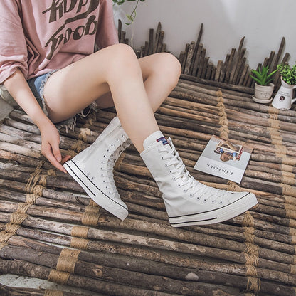 Funki Findz | Boots | Women's Calf-High Flat Canvas Sneakers