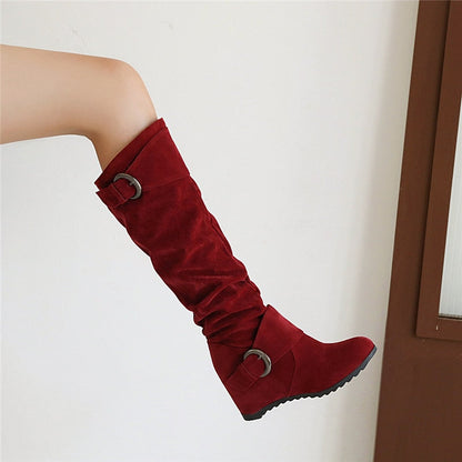 Funki Findz | Boots | Women's Mid-Calf Suede Wedge Boot