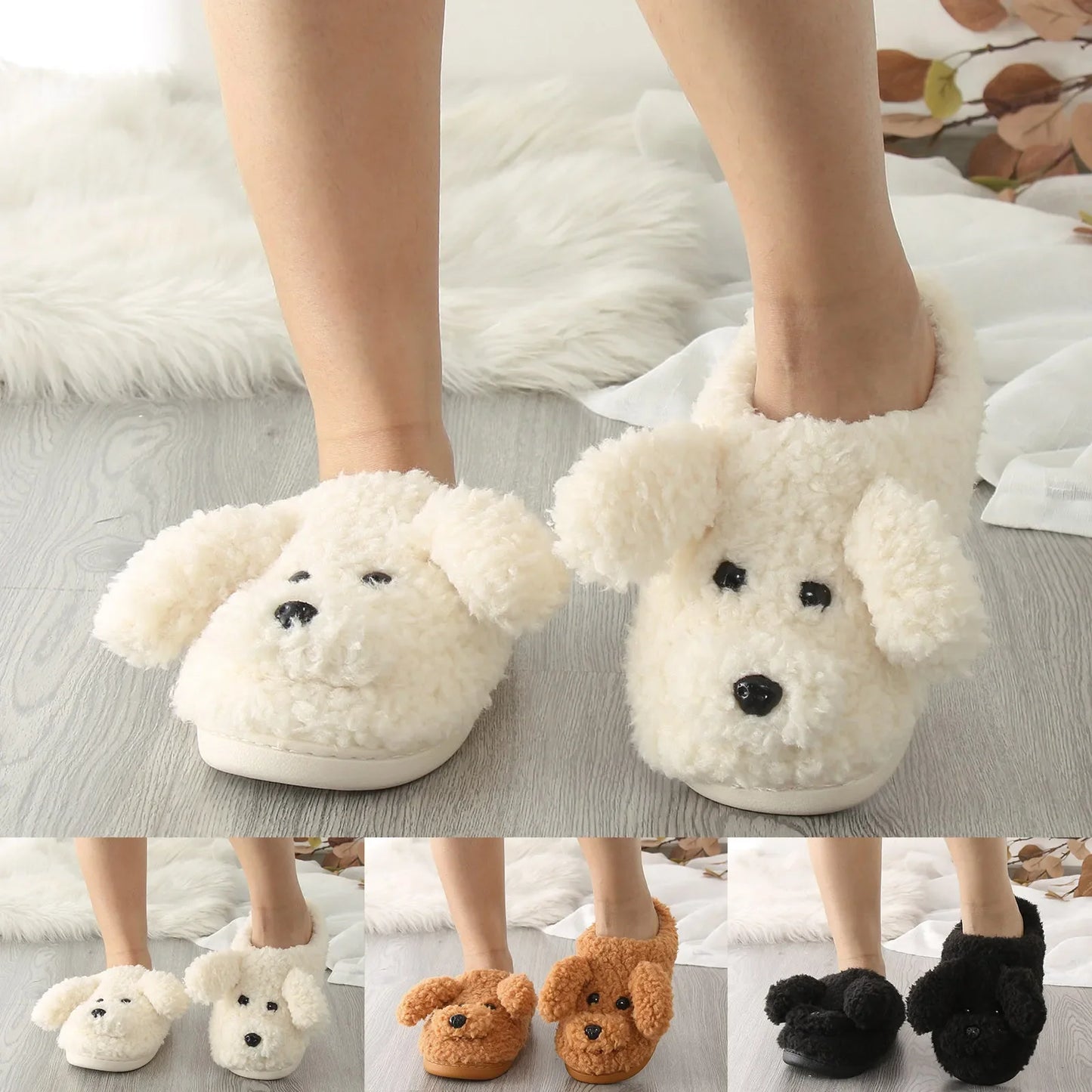 Funki Findz | Shoes | Women's Fluffy Cartoon Dog Fur Slippers