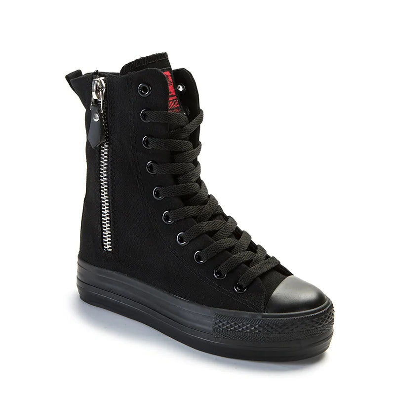 Funki Findz | Boots | Women's High-top Side Zip Canvas Sneaker
