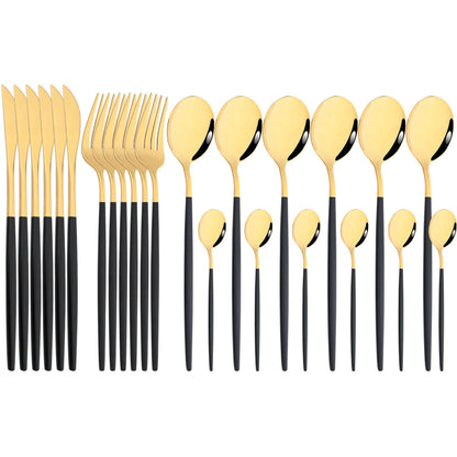 Funki Findz | Cutlery Sets | Gold Stainless Steel Mirror Polish 24 Set
