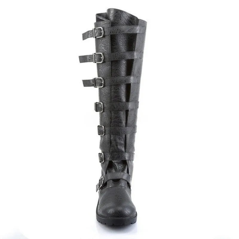 Funki Findz | Boots | Women MidCalf Low Heel Buckle Strap Boot