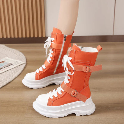 Funki Findz | Boots | Women's Canvas Chunky Platform Boots