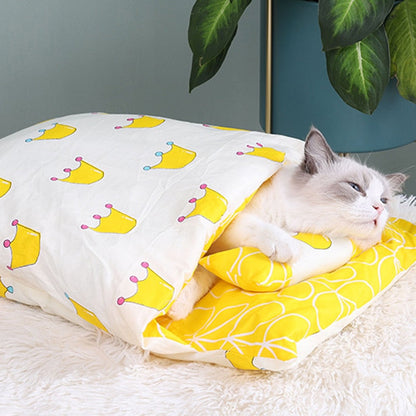 Funki Findz | Pet Beds | Cat Sleeping Bag | Japanese Patterned